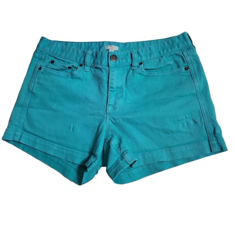 J. CREW Vintage 1990s Teal Turquoise 12"‎ Denim Shorts Size 8